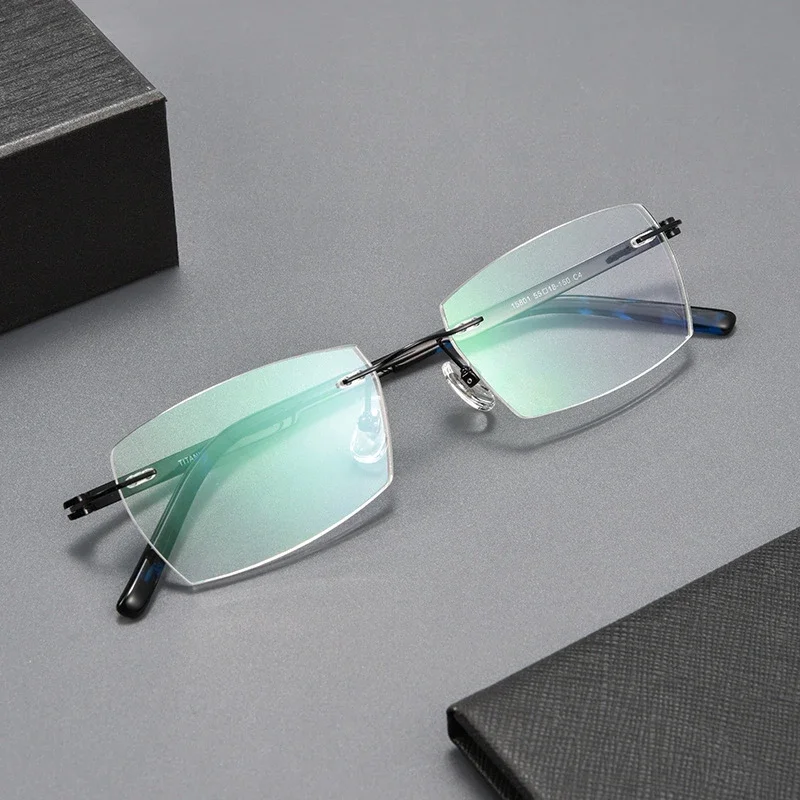 PIĘKNY TERAZ Ultralekkie, 7g, z czystego tytanu, biznesowe okulary męskie bez oprawek, z soczewkami korekcyjnymi