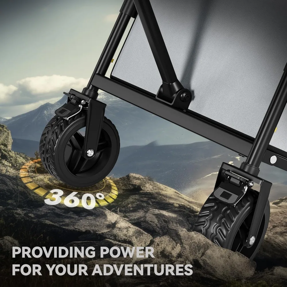 Heavy-Duty 265Lbs Capacity Foldable Utility Wagon with Extra Long Beach Cart and Folding Tailgate for Outdoor Adventures
