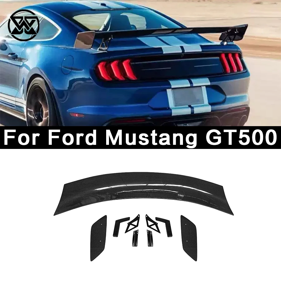 

Спойлер из углеродного волокна для Ford Mustang 2015 + GT, направляющая для заднего багажника, сплиттер для крыла заднего крыла, спойлер GT500, стильный комплект для тела