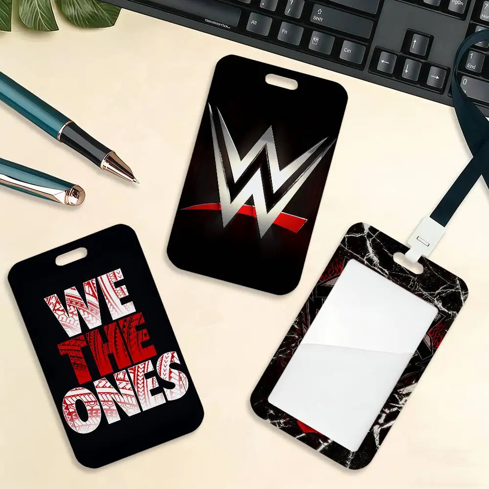 Tarjetero W-WWE WrestleMania-S para Estudiantes Universitarios con Cordón, Porta Tarjetas de Trabajo, Porta Identificación para Autobús, Regalos