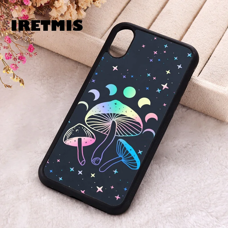 Iretmis Phone Cover Case for iPhone 6 6S 7 8 PLUS X XS XR 11 12 13 MINI 14 15 PRO MAX Holographic Mystic Mushroom