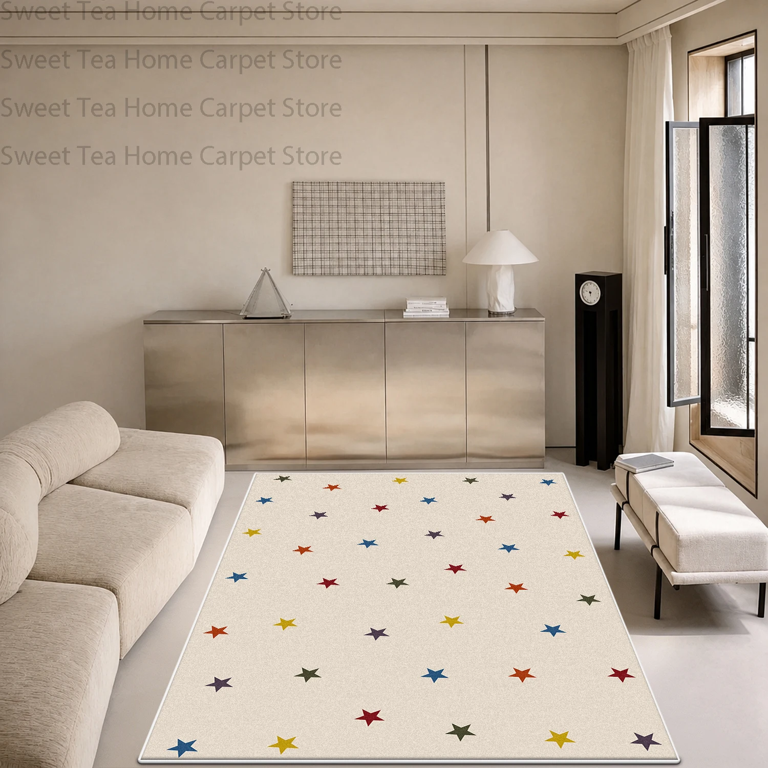 Korean Style Minimalist Parlor Sofa Carpets Light Luxury Non-slip Washable Home Decoration Mat Soft Fluffy Bedroom Bedside Rug