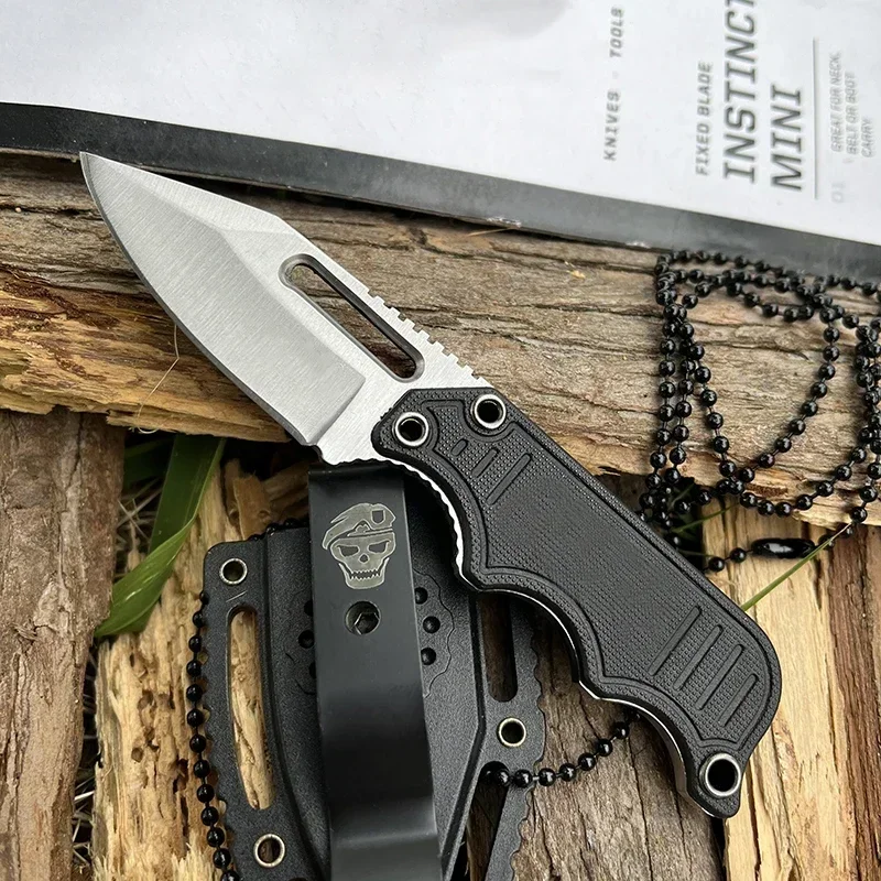 

Mini Full Tang Durable Instinct Fixed Knife G10 Handle Lightweight Pocket EDC Neck Chain Multi Tools with ABS Plastic Sheath