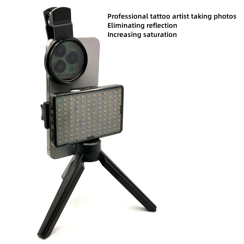 120 LED Reduce Reflected Fill Light Of Tattoos With 52mm Cpl For Cellphone Lens Circular Polarizing Filter Compatible Any Phone image 3