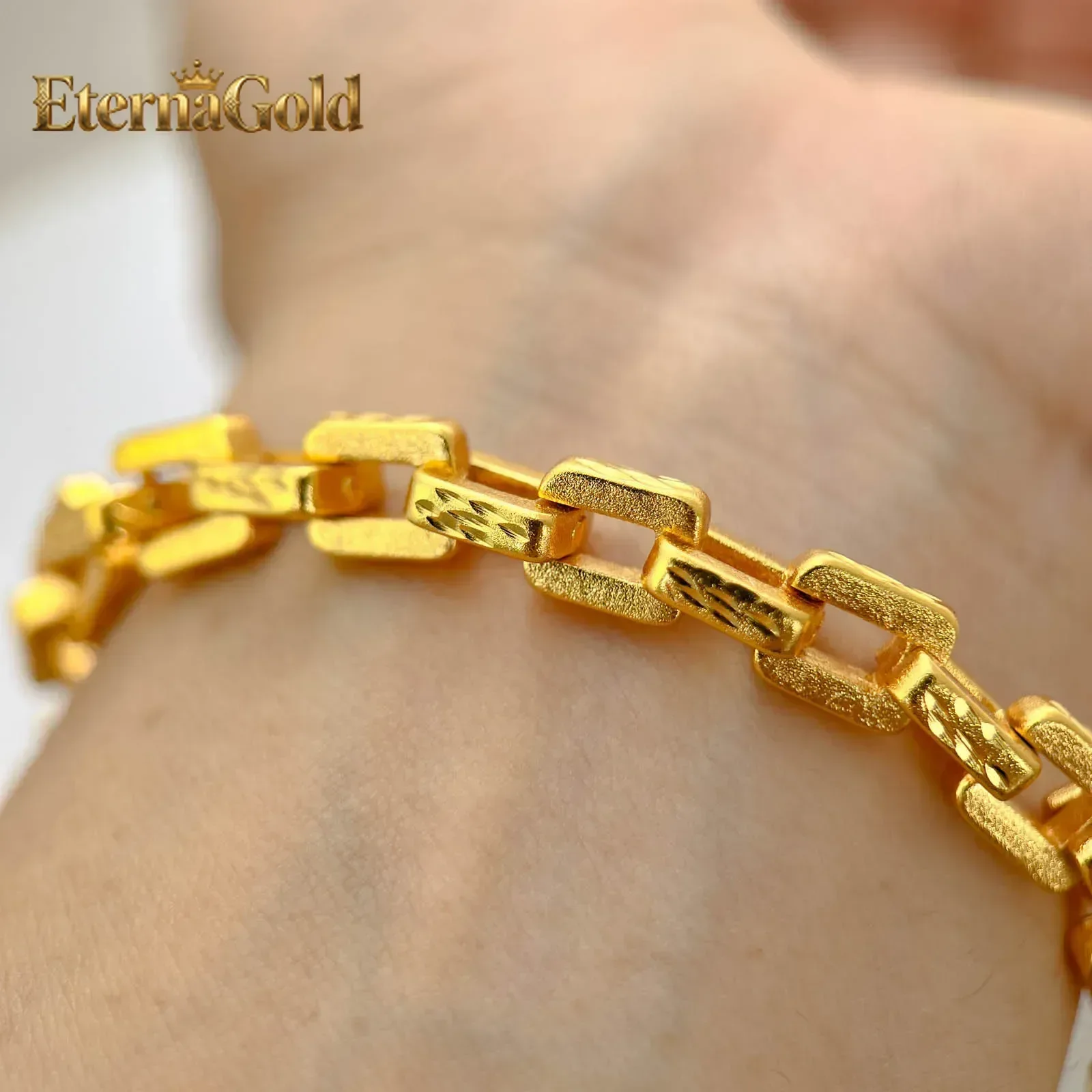 

EternaGold Luxurious 9999 24K real gold secret brand bracelet for men, square hand accessory, fashionable matching