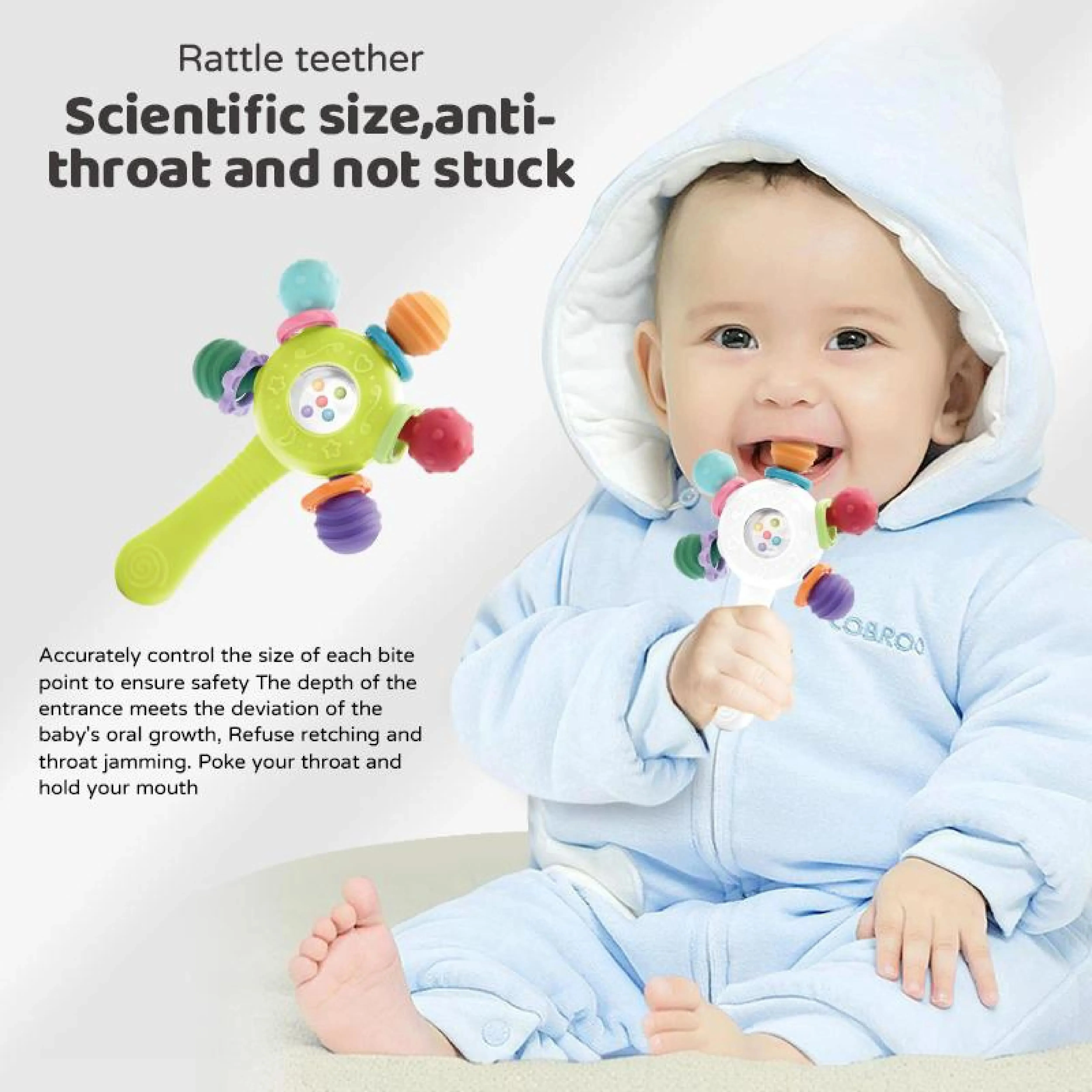 New Manhattan Teething Ball, Baby Grasp Training Sensory Toy,  Rotating Handheld Spinner, Soft Food-Grade Silicone Teether