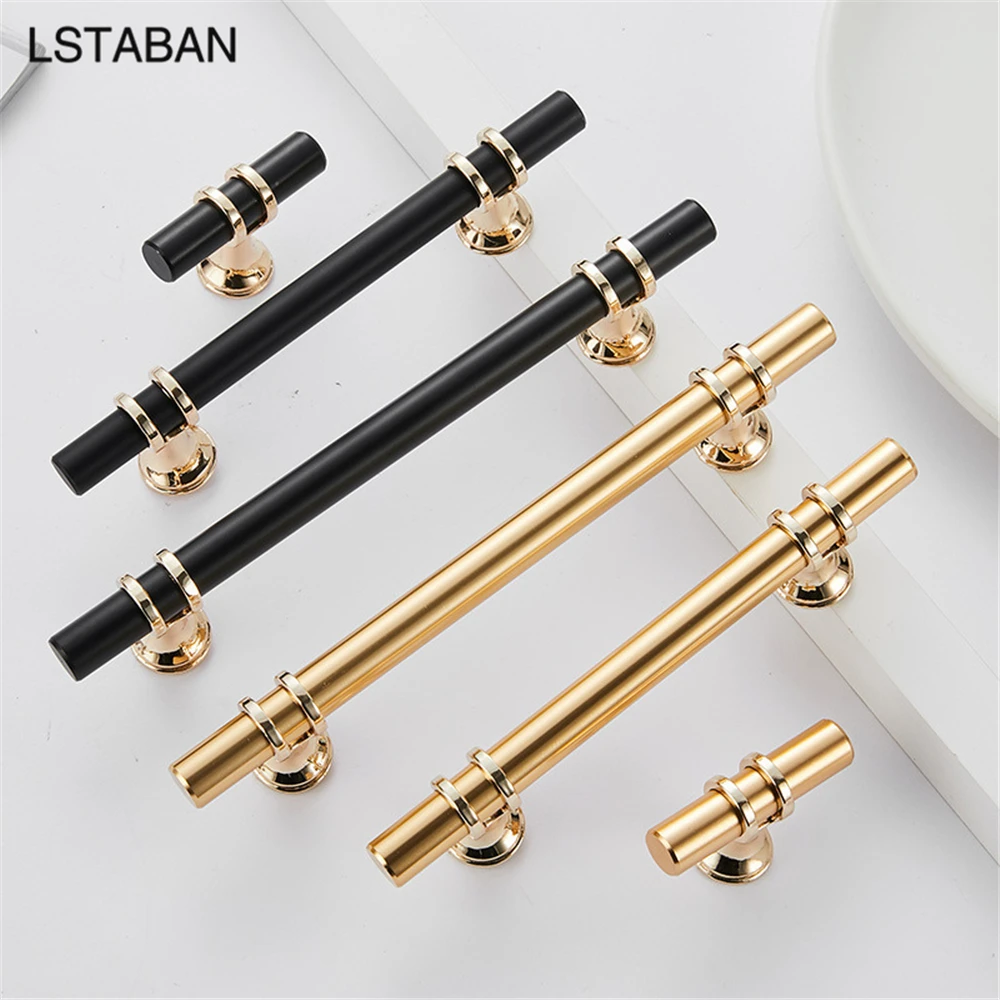 Lengthen Zinc Alloy Black Gold Door Handle Kitchen Cupboard Cabinet Handle Solid Drawer Knob Hardware Pull Bar Furniture Handle