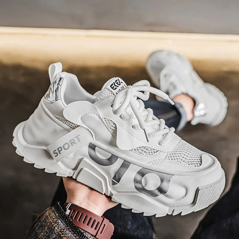 حجم كبير 47 48 أحذية رجالية عصرية تنفس شبكة أحذية رياضية سميكة سوليد مريحة احذية الجري للرجال أحذية تنس أحذية رياضية #5