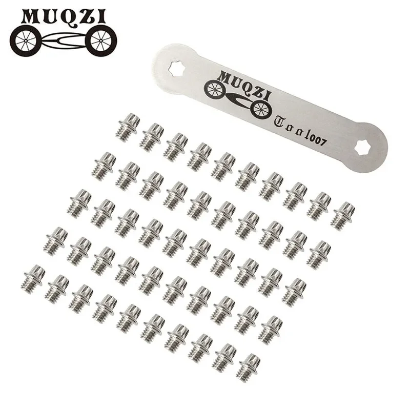 MUQZI 50pcs MTB Pedal Bolts Kit M4 Pedal Screw And Pedal Screw Wrench Tool