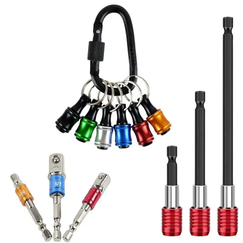 Desired-Impact Grade 3 PCS Socket Adapter 1/4 Inch Hex Shank Bit Holder, Screwdriver Bits Holder Keychain Cool Gadget Set