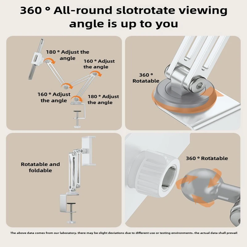 Magnetic Tablet Stand Holder for Desk, Adjustable Tablet Stand with Clamp Mount, 360° Rotation Aluminum Tablet Stand Compatible