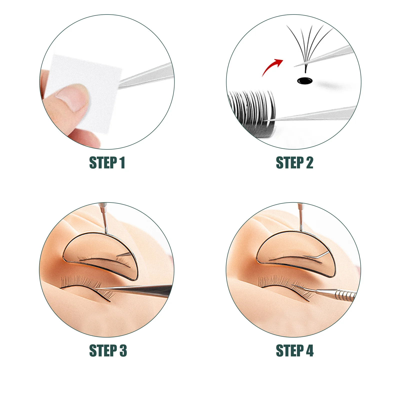 1 Set Set di strumenti per l'estensione delle ciglia Pinzette per innesto delle ciglia in acciaio inossidabile Specchio HD antiappannamento Fornitura di bellezza per salone portatile per