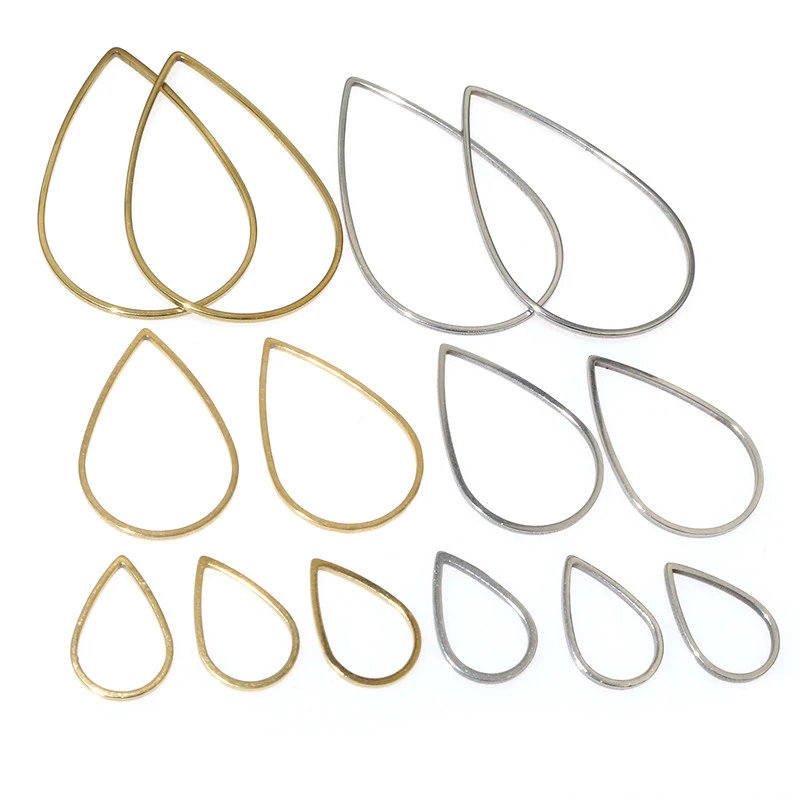 20pcs Waterdrop Closed Frame Charms Drop Rings Pendant Stainless Steel Gold Plated For DIY Jewelry Makings Accessories image 2