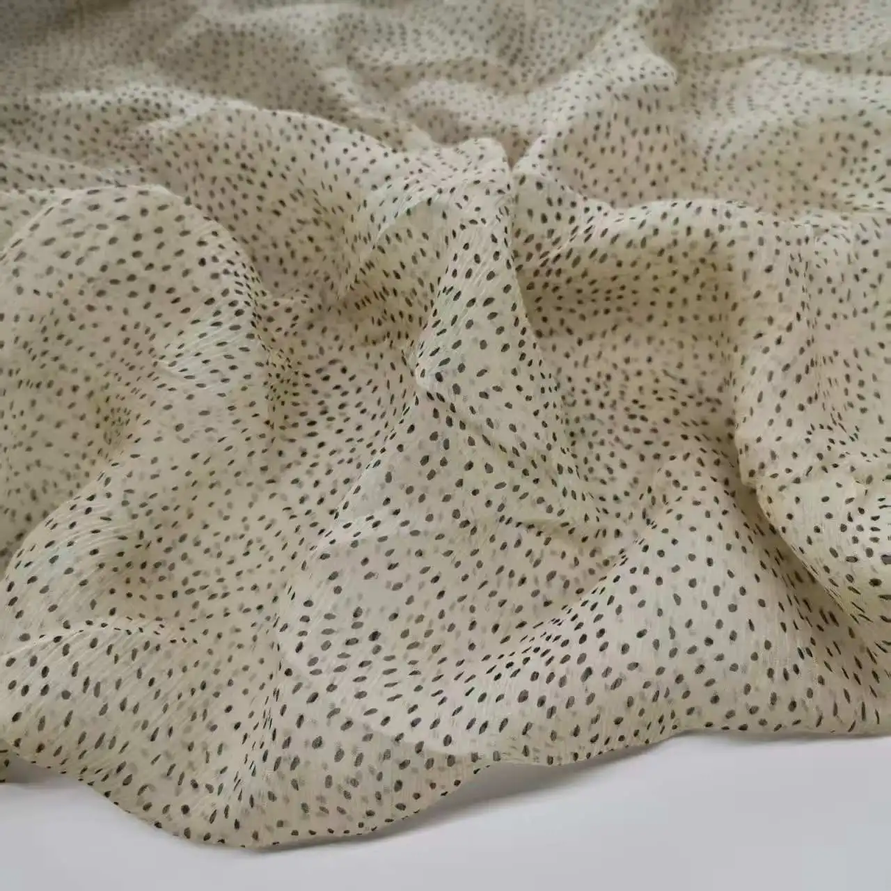 Small Dot Pure Silk Chiffon Crepe Fabric Width 135cm Soft 5mm Dress Scarf DIY Sewing Material