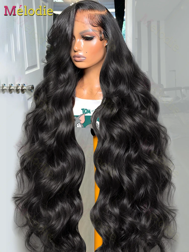 Melodie 250 Density 30 40 Inch Body Wave Lace Front Human Hair Wigs  Water Wave 13x6 HD Transparent Lace Frontal  Wig For Women