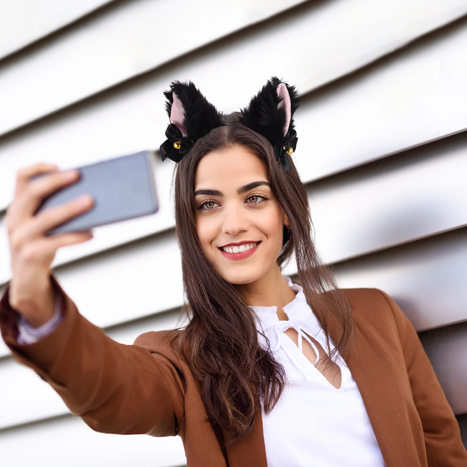 2 uds diadema con orejas de gato disfraz peludo de cola para niñas accesorios de Cosplay diademas