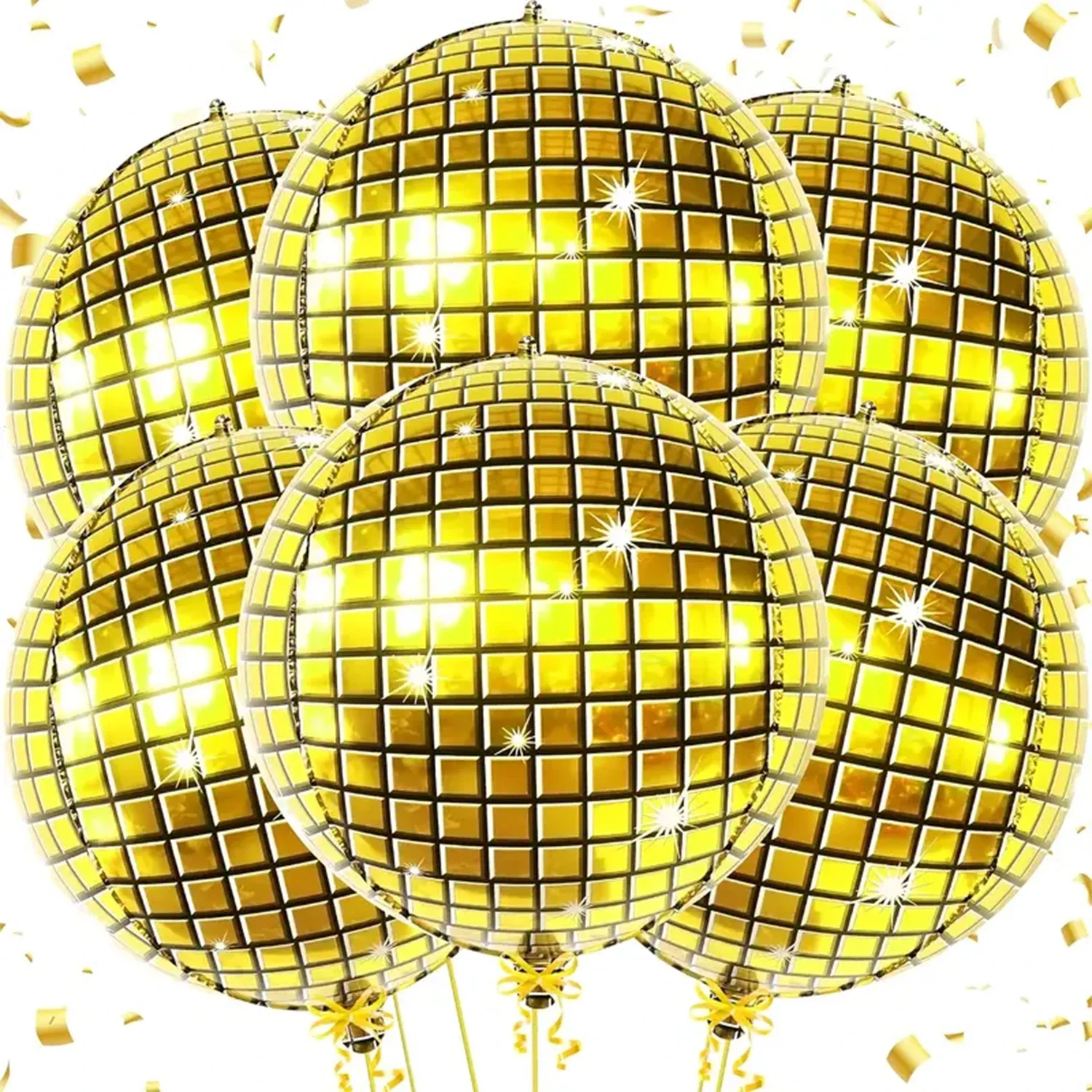 6er-Set 22 Zoll 4D Spiegel-Disco-Ballons, Retro Metallic Mehrfarbig Silber Gold Disco Geburtstagsdekoration Aluminiumfolienballons – Detail 9