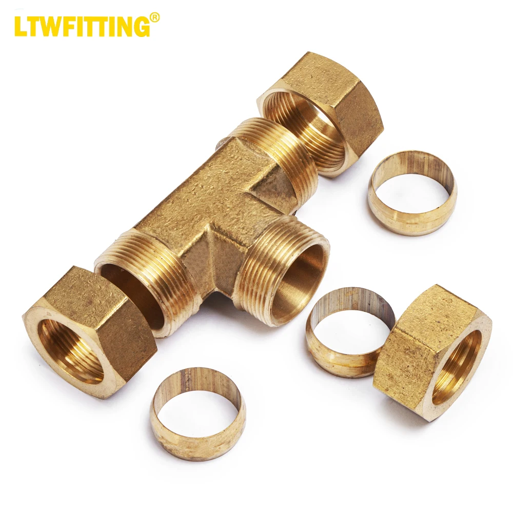 LTWFITTING 7/8-Inch OD Compression Tee,Brass Compression Fitting(Pack of 3)