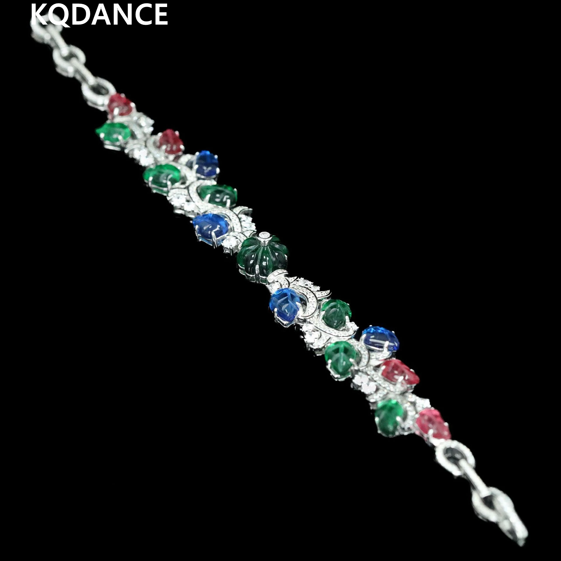 KQDANCE Hand Make Solid 925 Sterling Silver High Carbon Diamond Colored Gemstone Women Fruit Bracelets Fine Jewelry