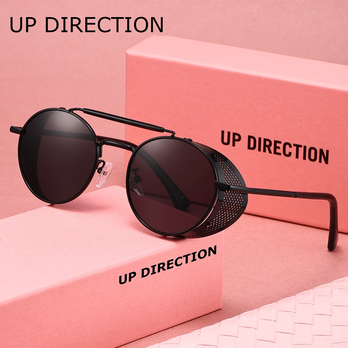 

UP Direction, 1 шт., круглая стильная оправа, женские поляризационные солнцезащитные очки, брендовая упаковка, мужские очки для кемпинга, покупок, фото, подарок