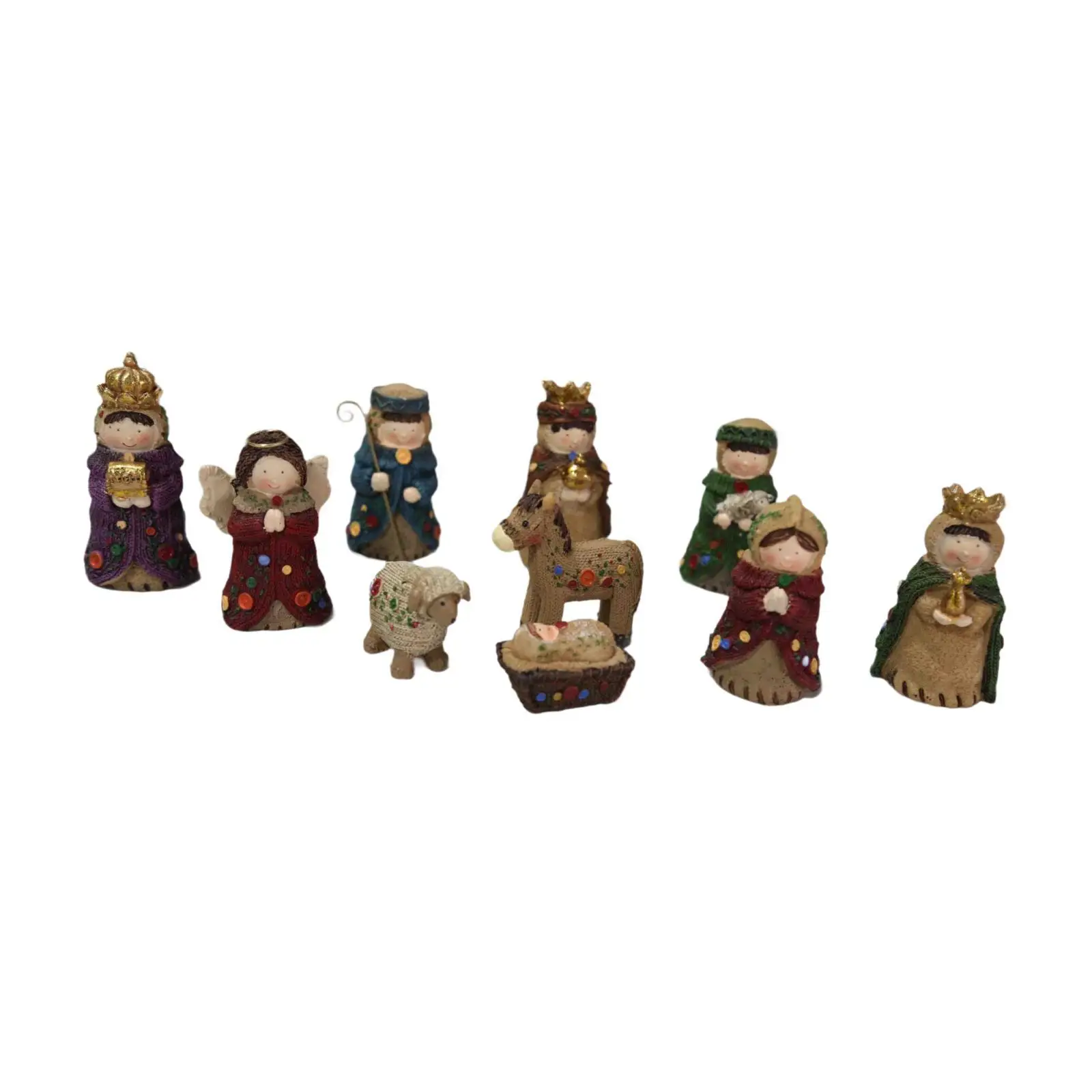 

10Pcs Christmas Figurines Nativity Set Sculpture for Mantel Bedroom Festival