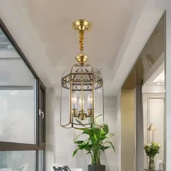 Vintage Luxury All Copper Pendant Lamp European Style Living Room Decoration Lamp Creative Restaurant Kitchen Island Lighting