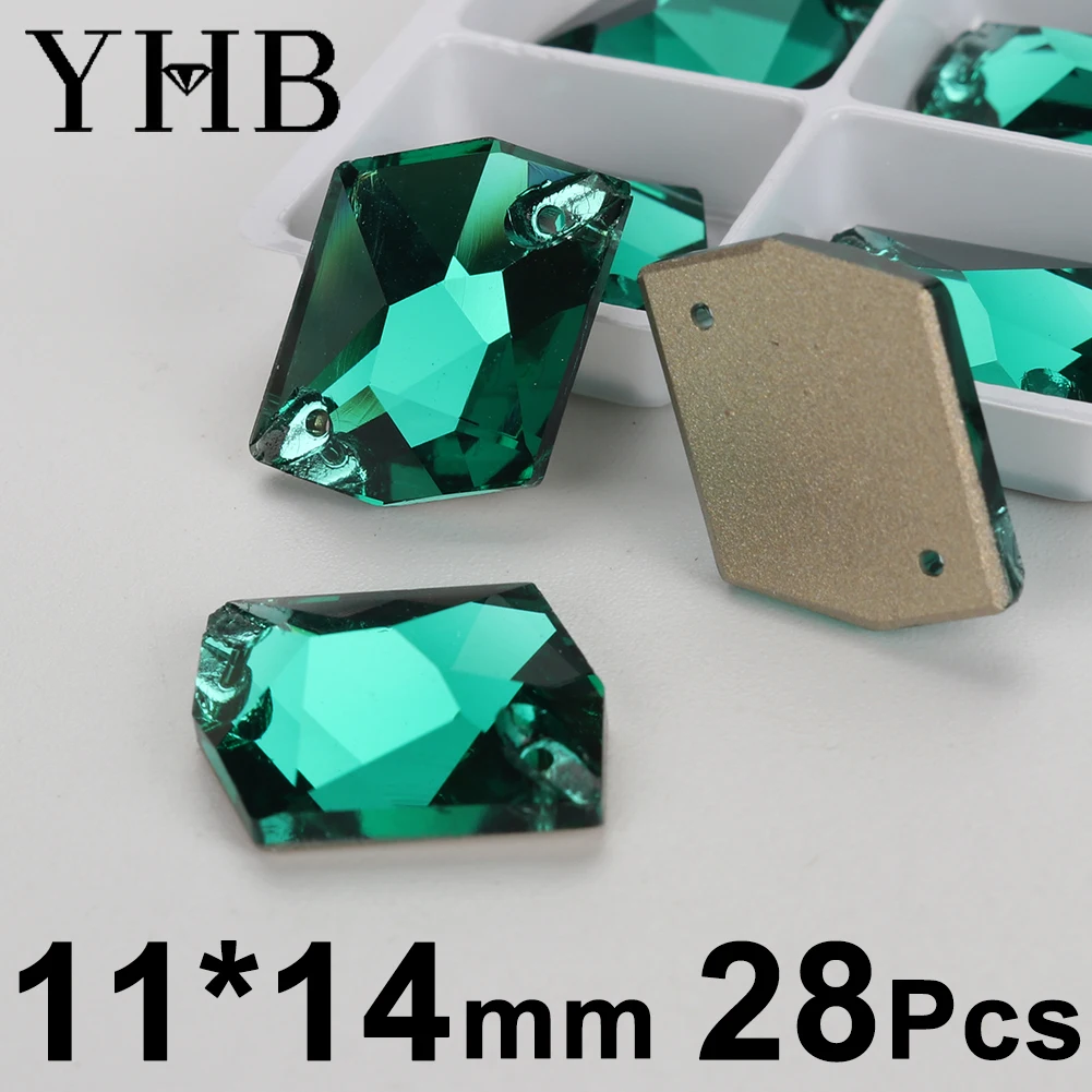Картина 6: YHB T205 Emerald Rolivi Navette Drop Glass Crystal AB Швейные камни Flatback Пришитые стразы для одежды Сумки для одежды