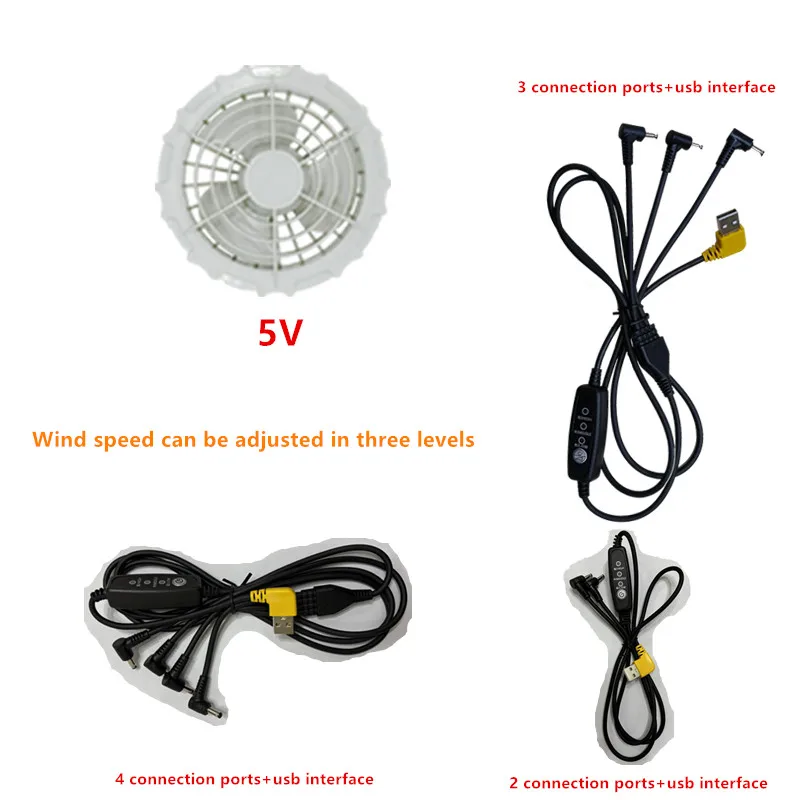 Fan Clothing 3-Speed Speed Regulation Usb Interface Connection Cable Accessories Cooling Air Conditioning Coat 5V Fan Accessorie