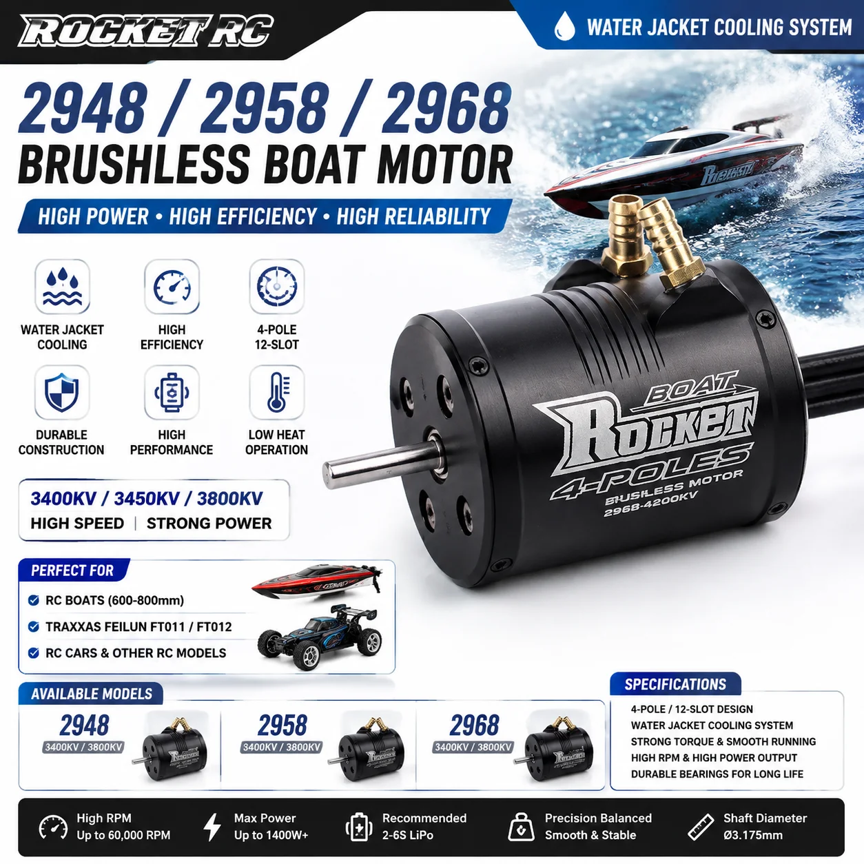 Rc Hobbyking - Moteur de bateau brushless ROCKET RC
