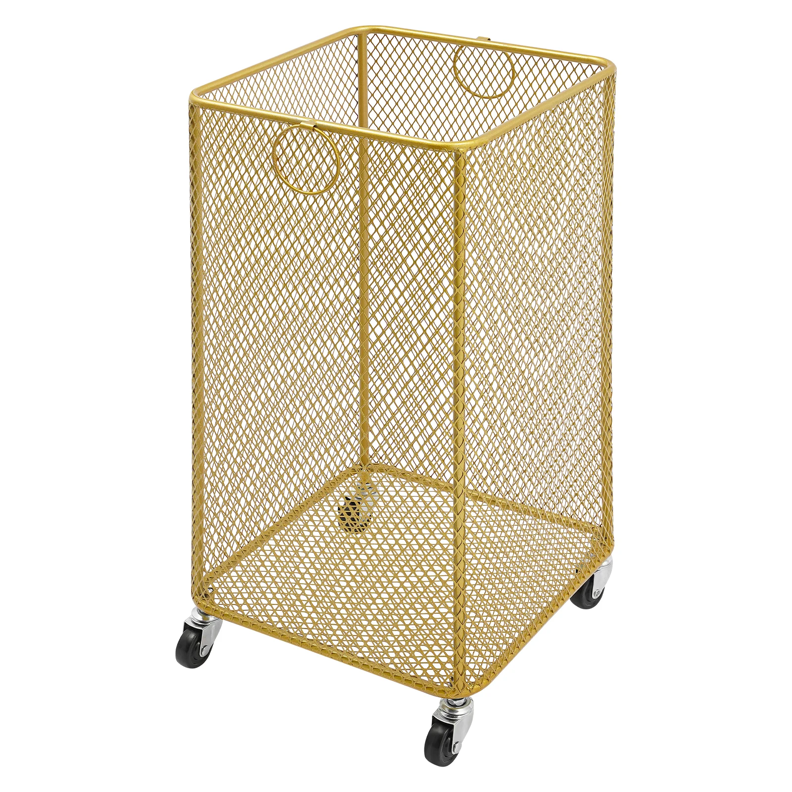 

Gold Movable Laundry Basket Cart Movable Laundry Basket Rolling Laundry Basket IWith Round Handles 30*30*55cm
