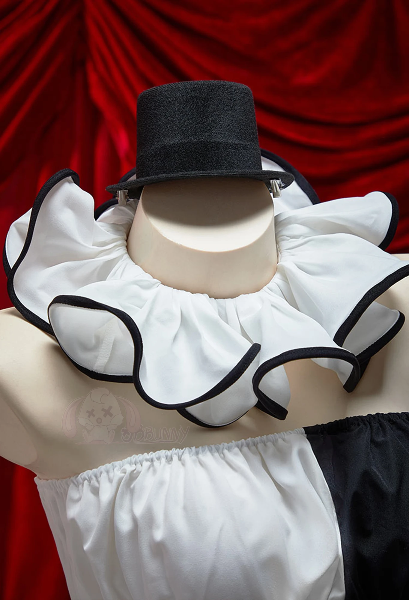 ภาพยนตร์Clownคอสเพลย์เครื่องแต่งกายTerrifier Jumpsuits Gothic Clownผู้หญิงชุดสีดําสีขาวHallowmas Partyผู้ใหญ่ผู้หญิง