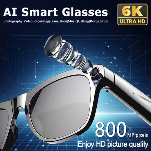 Gafas inteligentes 6K HD AI, cámara fotocromática, Bluetooth, llamada, reproductor de música, asistente de voz, gafas de traducción