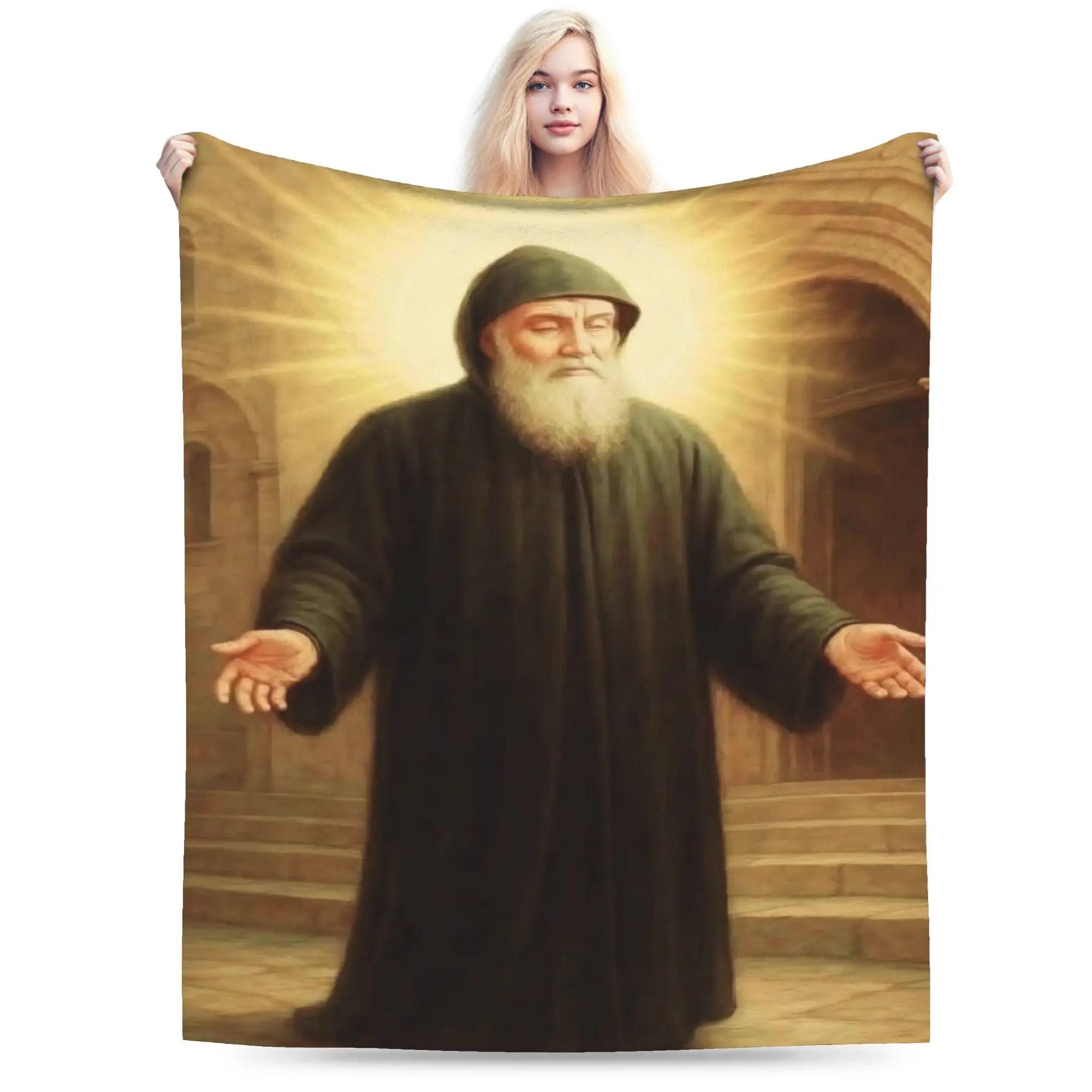 Saint Charbel Throw Blanket for Couch  Soft Fuzzy Plush Blanket 50x60 Inch Multiple Sizes Bedspread for All Seasons