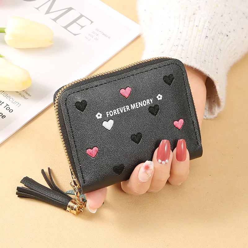 1PC Women Small Wallet Ladies Mini Tassel Wallet Cute Girl Short Zipper Lovely Pu Leather Coin Purse Female Hand Wallet Purse