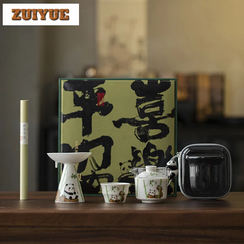 

Chinese Panda Cultural Tea Set Complete Set Handmade Tea Ceremony Set Incense Burner Teapot And Tea Cup Set Tea Set Decoration