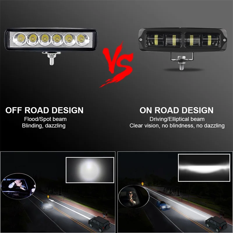 6D-Linsen-LED-Arbeitsscheinwerferleiste 6 Zoll LED-Leiste Offroad-Zusatz-Fahrlicht Nebelscheinwerfer für Motorrad, Pickup, ATV, SUV, UTV, LKW 12V 24V – Detail 11