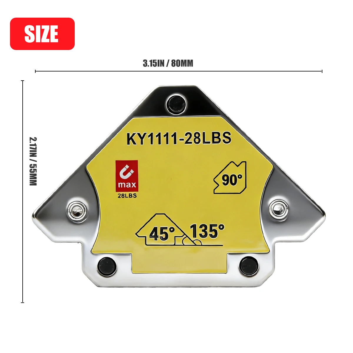 4-Piece Set of Magnetic Welding Positioners 45 ° /90 ° /135 °   Multi-Angle Magnetic Welding Fixture 12.5kg Ferrite Welding Auxiliary Positioning Tool