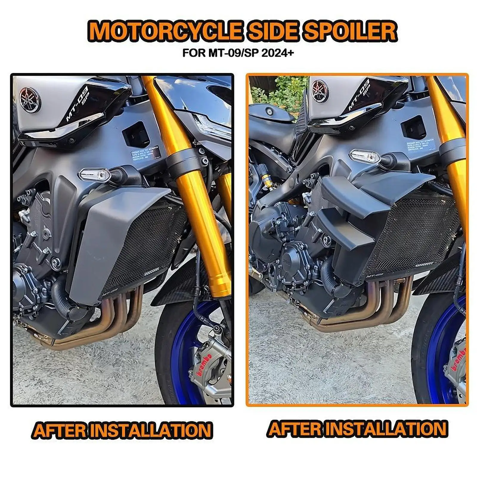 

Plastic Motorcycle Side Spoiler Easy Install Aerodynamic Fairing Deflector for MT 09 MT09 SP 2024 2025