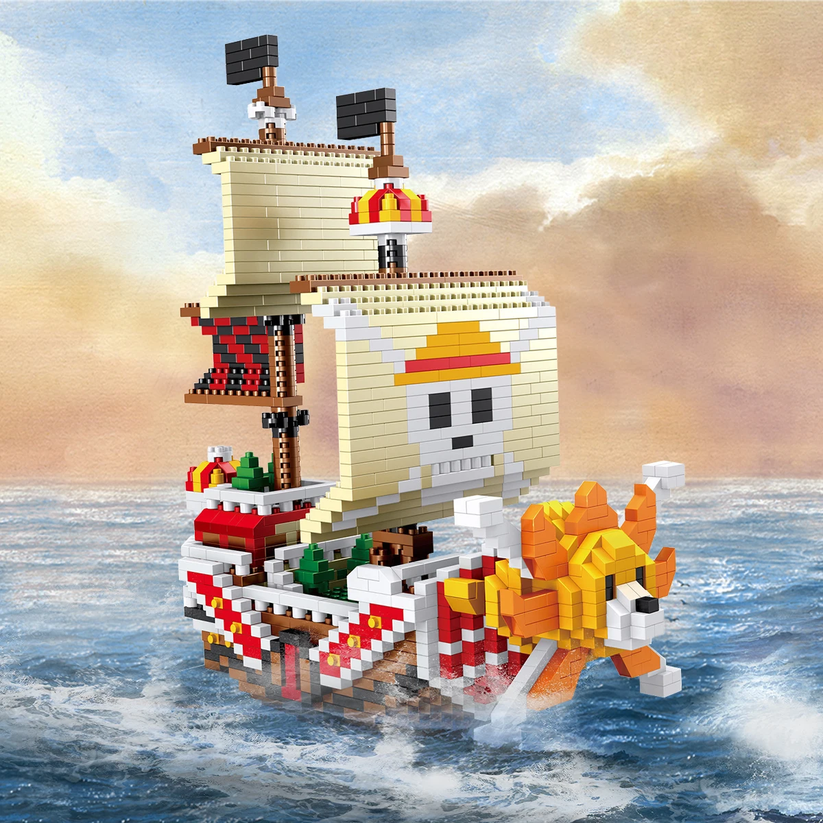 Ocean Pirate Ship Plastic 3D Model Building Blocks for Adults Boys Micro Mini Bricks Toys Kits Assemble Sailboat Wars(No Box)