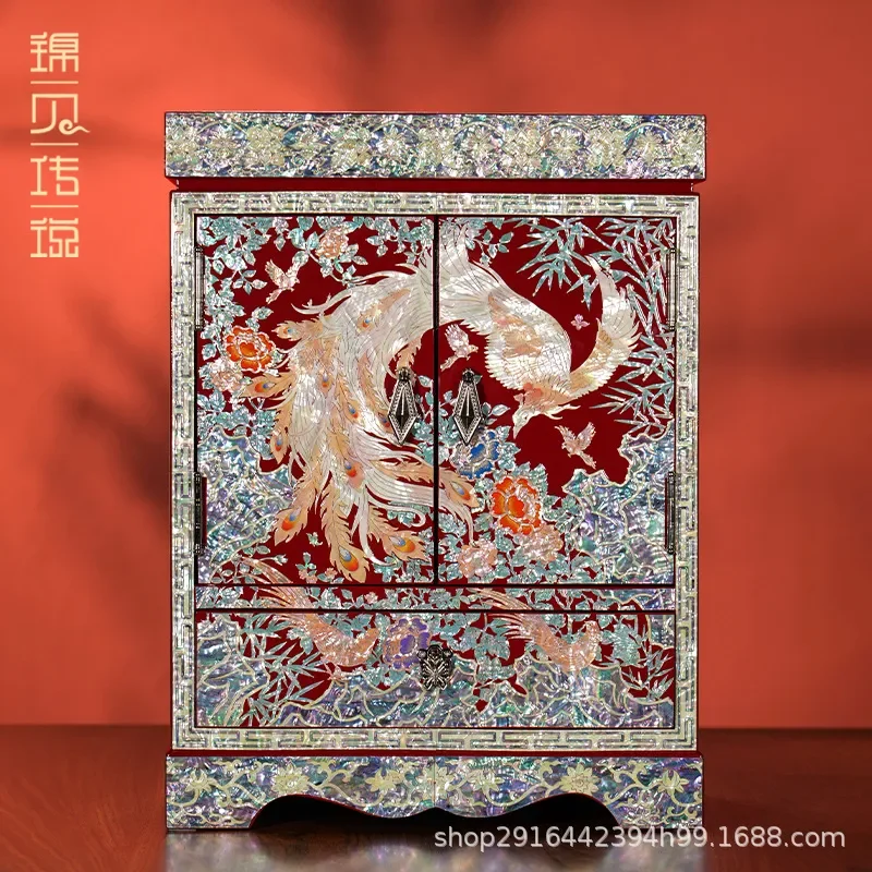 for Luodian Wooden Jewelry Box Cabinet Necklace Storage Locker Organizer Birthday Wedding Gift for Women Home Decor Display