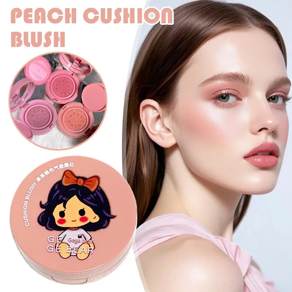 Gege Bear Air Cushion Blush Low Saturation Peach Pink Cheek Tint Matte Natural Face Blusher Long Lasting Makeup for Girls
