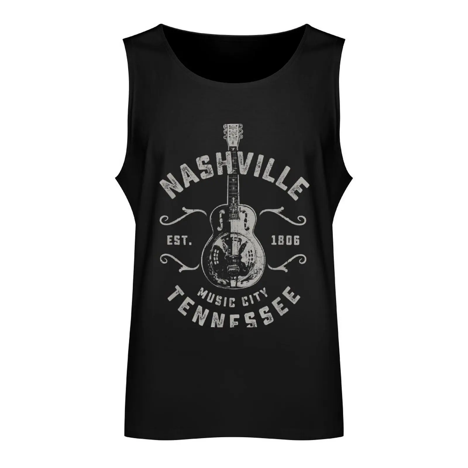 Nashville Music City USA Vintage . Tank Top summer Men's summer clothes gym clothes men anime gym