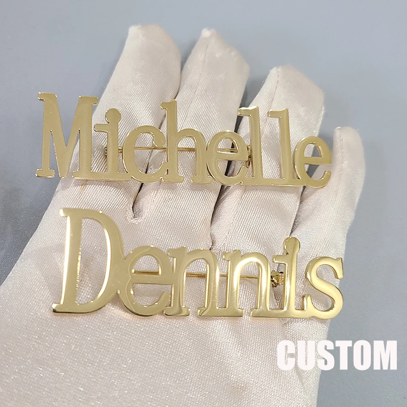 Broche de nombre personalizado de acero inoxidable, alfileres de palabras personalizados, joyería de palabras personalizada, envío directo