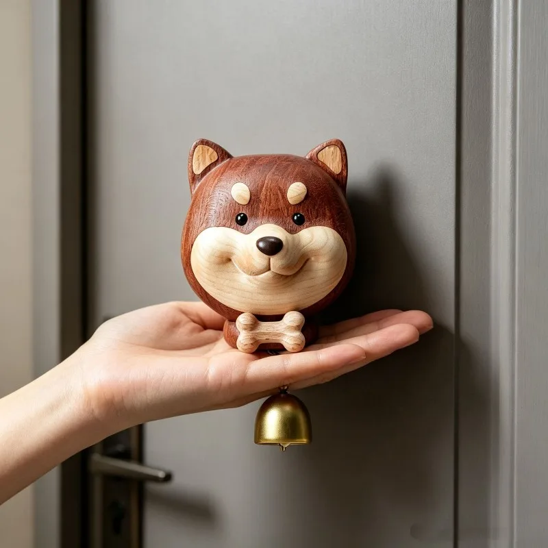 Doorbell Walnut Doorbell Creative Magnetic Solid Wood Carving Entry Decoration Cute Wind Chimes Room Decoration Accessories