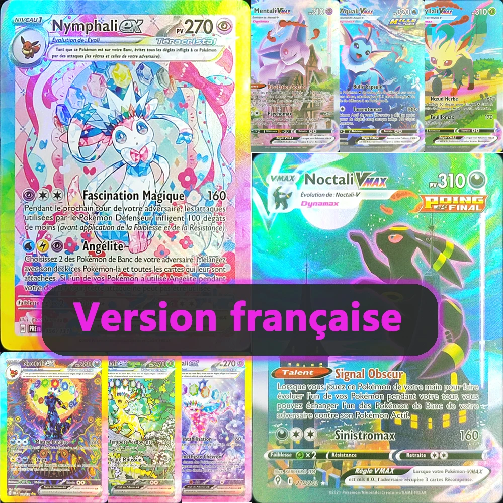 

DIY Proxy PTCG BKM Французский Umbreon Sylveon Vaporeon EX Prismatic Evolutions VMAX Evolving Skies Коллекция хобби Флэш-карта Игрушка