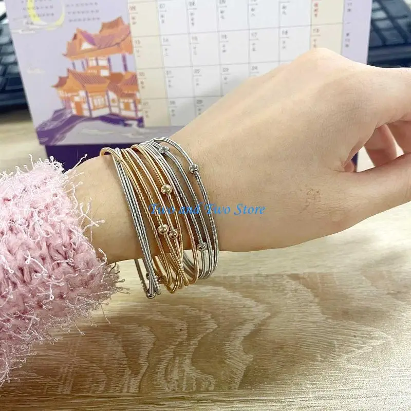

HX6F 10 Pieces Guitar String Bracelets for Women Carbon Steel Coil Bracelets String Spring Bracelets Christmas Present Party