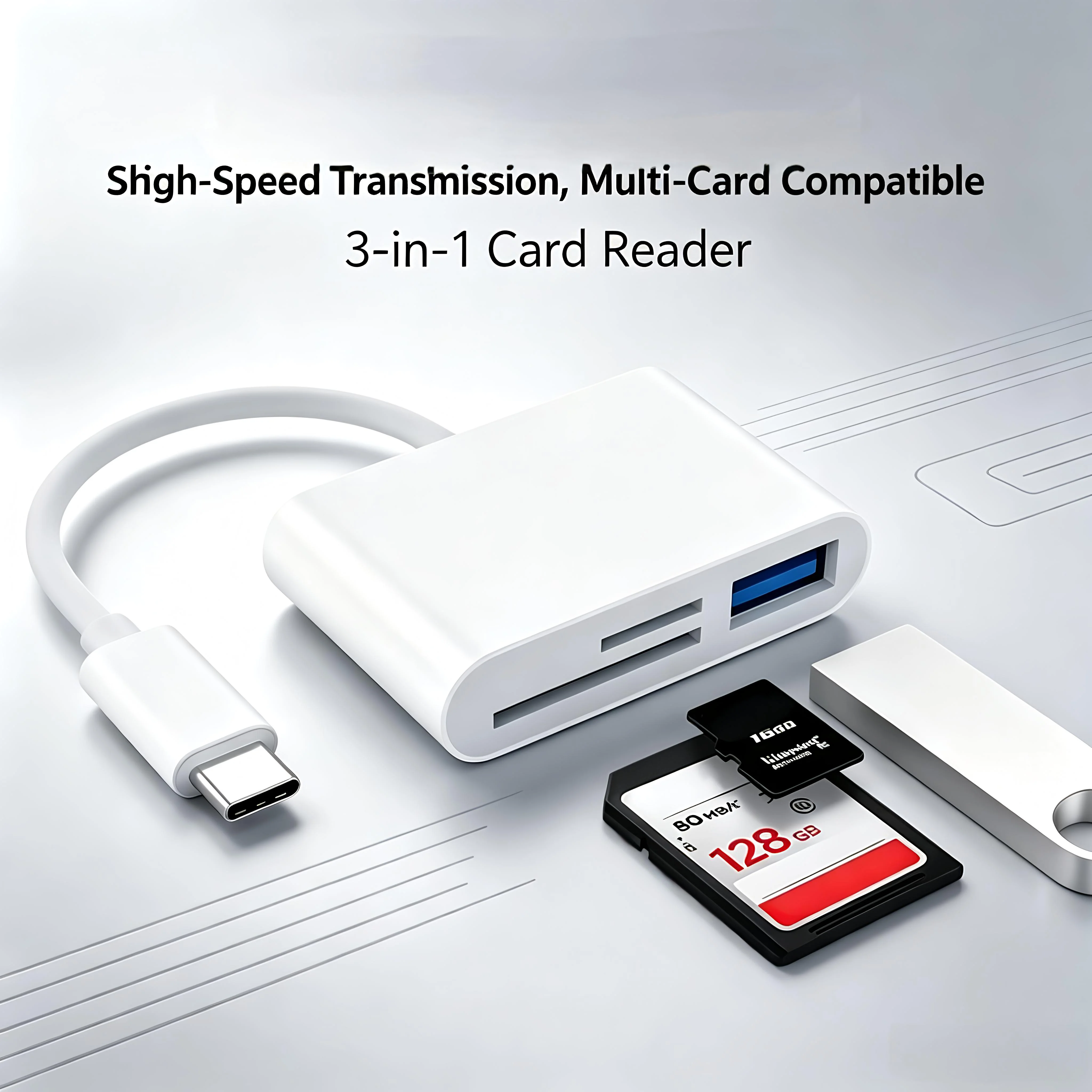 3-in-1 Type-C Adapter TF SD High-Speed Memory Card Reader OTG USB C USB 2.0 Connector for MacBook USB Type Adapter