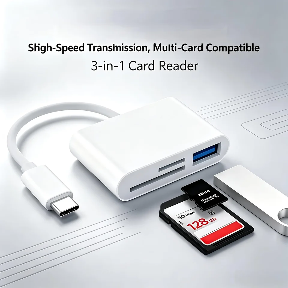 3-in-1 Type-C 어댑터 TF SD 고속 메모리 카드 리더기 OTG USB C USB 2.0 커넥터(MacBook USB 타입 어댑터용)