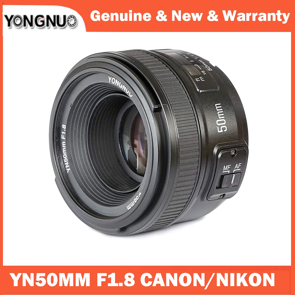 YONGNUO YN50mm F1.8 Lens Large Aperture Auto Focus Lens Fixed Standard Prime Lens Compatible with AF MF Nikon Canon DSLR Camer