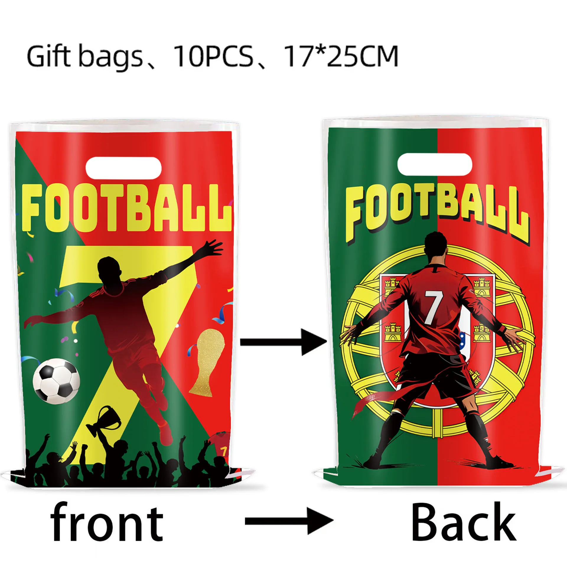 Portugal Fußball Geburtstagsparty Dekoration Fußball Tischgeschirr Tischdecke Teller Becher Serviette Tasche Fußballstar Partyzubehör – Detail 3